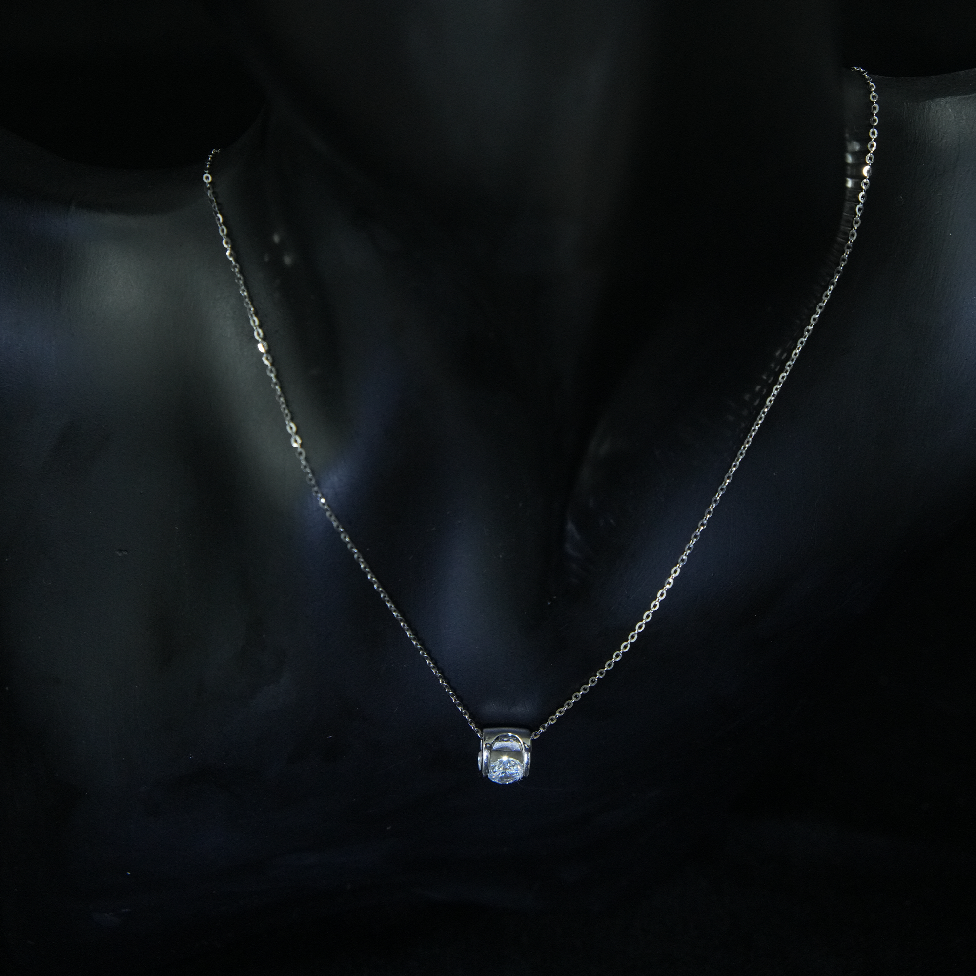 Rhodium-Plated Round Chain