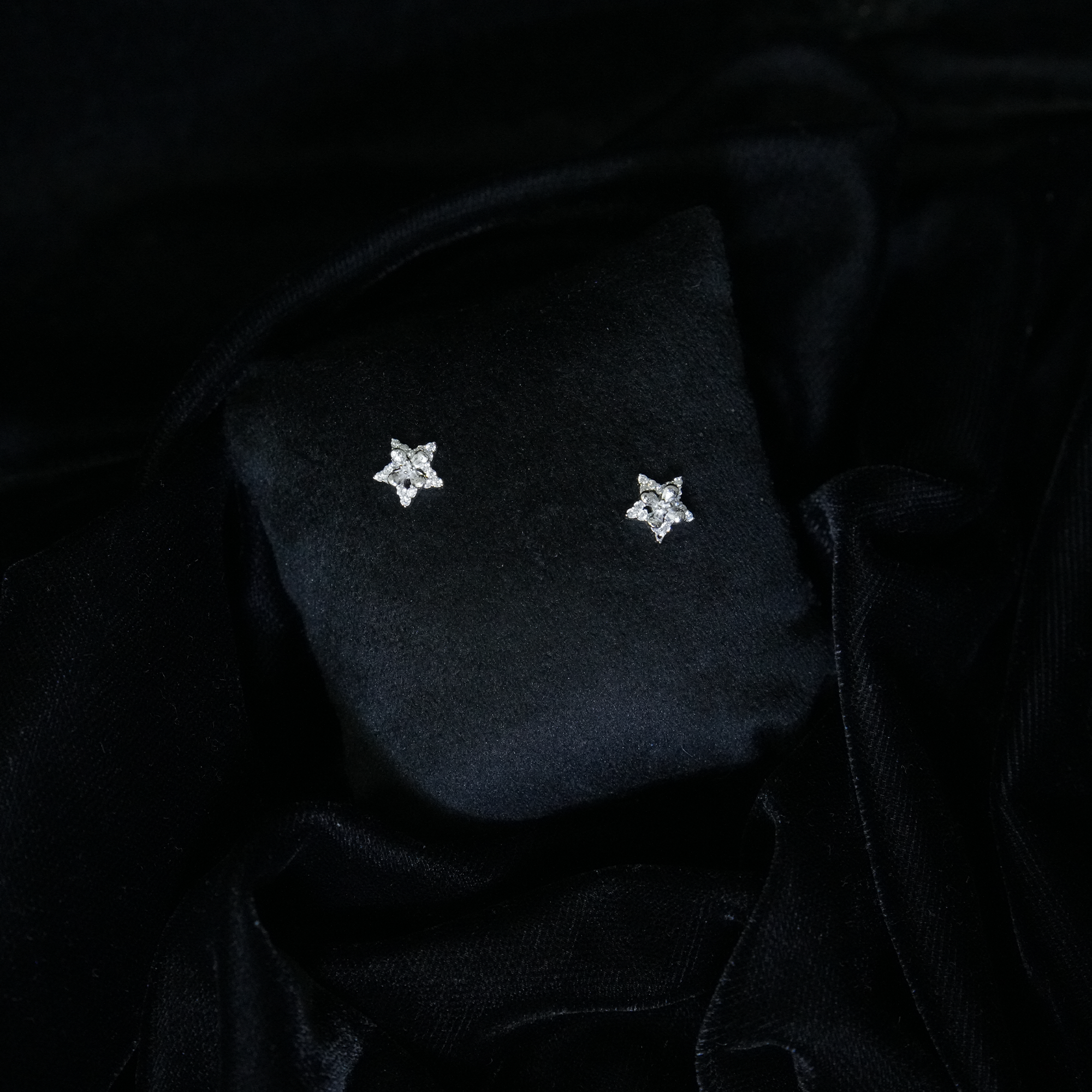 Delicate Diamond Petal Stud Earrings