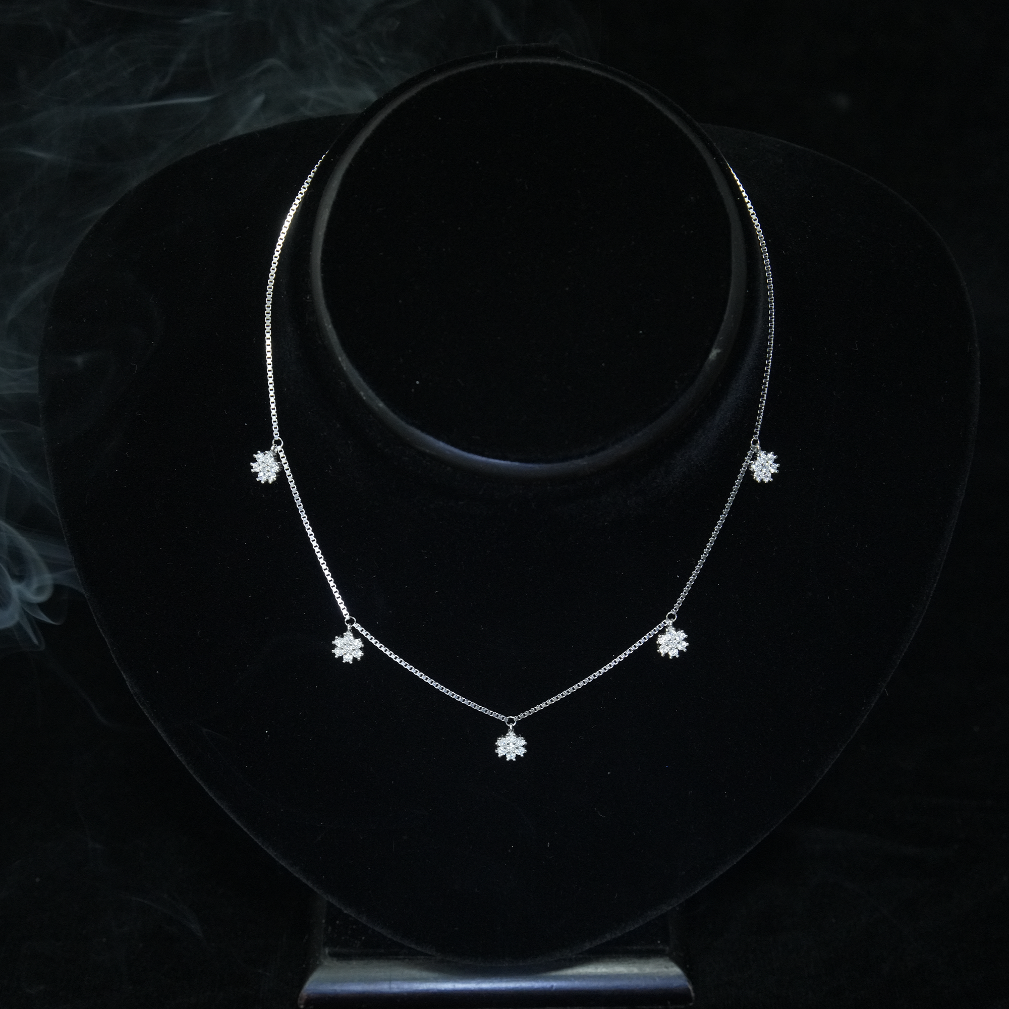 Sterling Silver Rhodium-Plated Heart Anklet